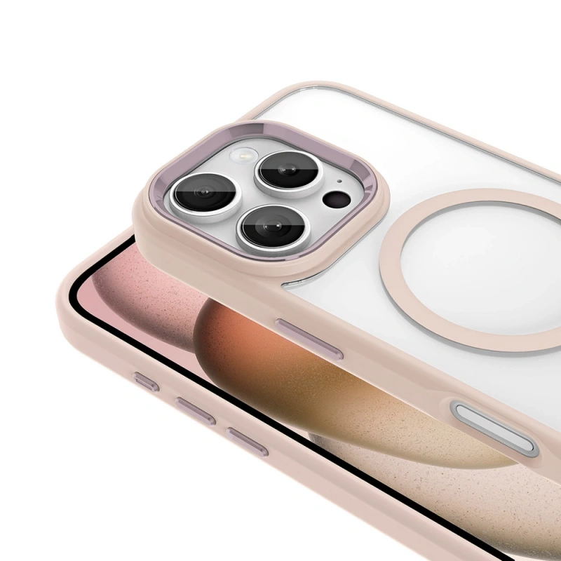Apple iPhone 16 Pro Kılıf Wireless Şarj Özellikli Zore Krom M-safe Silikon Kapak