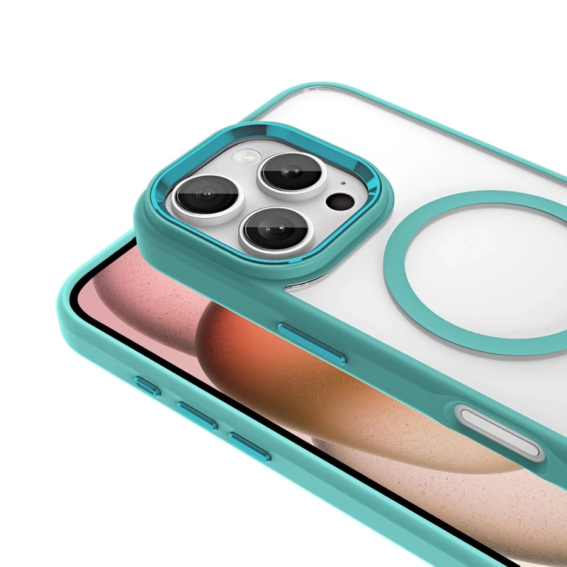 Apple iPhone 16 Pro Kılıf Wireless Şarj Özellikli Zore Krom M-safe Silikon Kapak