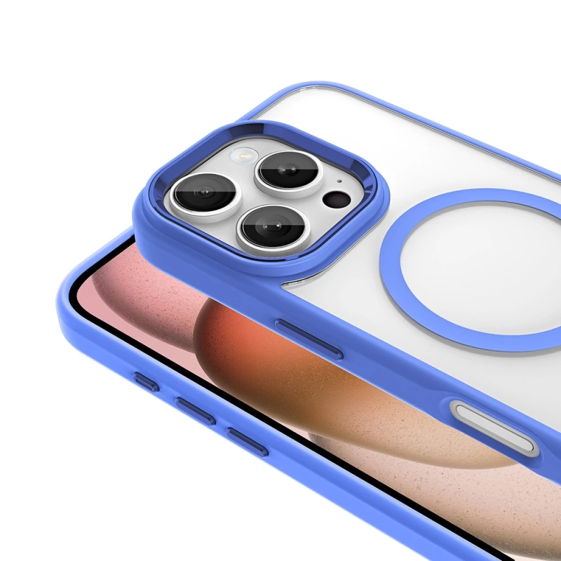Apple iPhone 16 Pro Kılıf Wireless Şarj Özellikli Zore Krom M-safe Silikon Kapak