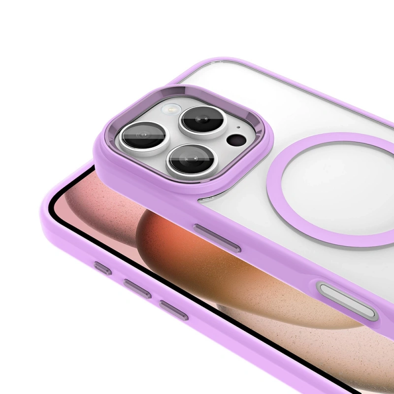 Apple iPhone 16 Pro Kılıf Wireless Şarj Özellikli Zore Krom M-safe Silikon Kapak
