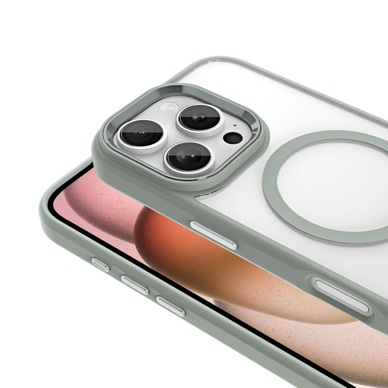 Apple iPhone 16 Pro Kılıf Wireless Şarj Özellikli Zore Krom M-safe Silikon Kapak