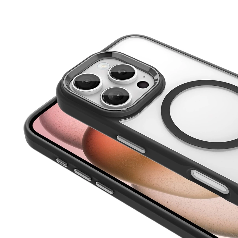 Apple iPhone 16 Pro Kılıf Wireless Şarj Özellikli Zore Krom M-safe Silikon Kapak