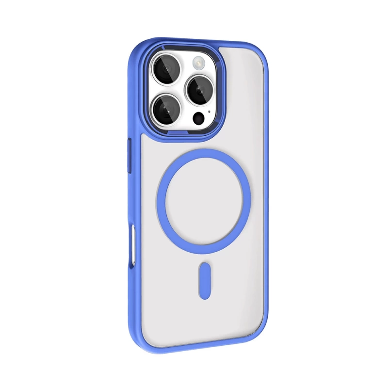 Apple iPhone 16 Pro Kılıf Wireless Şarj Özellikli Zore Krom M-safe Silikon Kapak