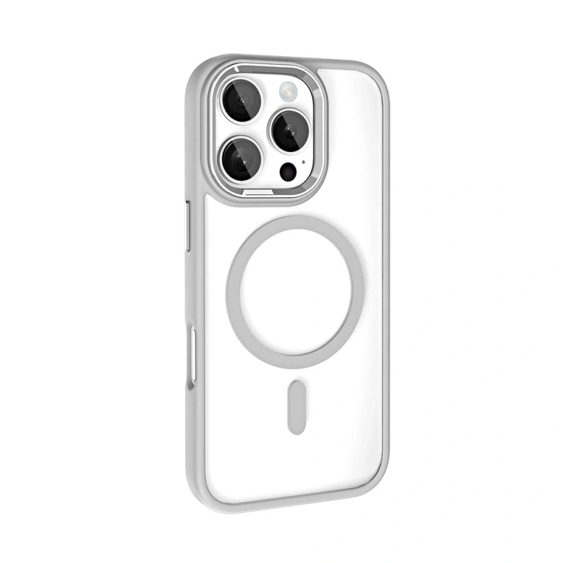 Apple iPhone 16 Pro Kılıf Wireless Şarj Özellikli Zore Krom M-safe Silikon Kapak