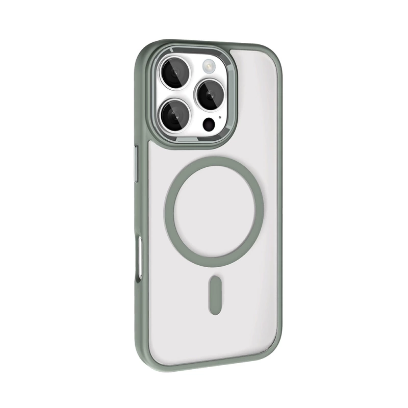 Apple iPhone 16 Pro Kılıf Wireless Şarj Özellikli Zore Krom M-safe Silikon Kapak