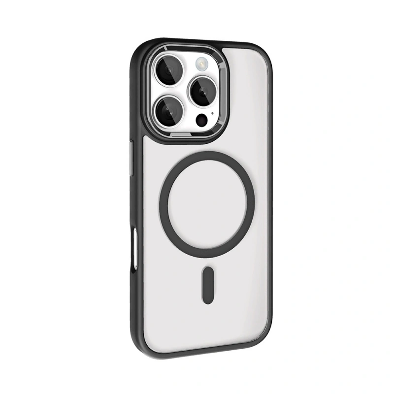 Apple iPhone 16 Pro Kılıf Wireless Şarj Özellikli Zore Krom M-safe Silikon Kapak