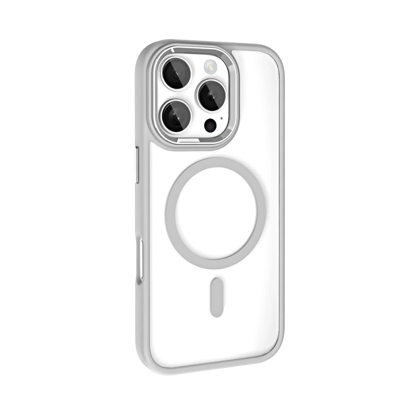 Apple iPhone 16 Pro Kılıf Wireless Şarj Özellikli Zore Krom M-safe Silikon Kapak