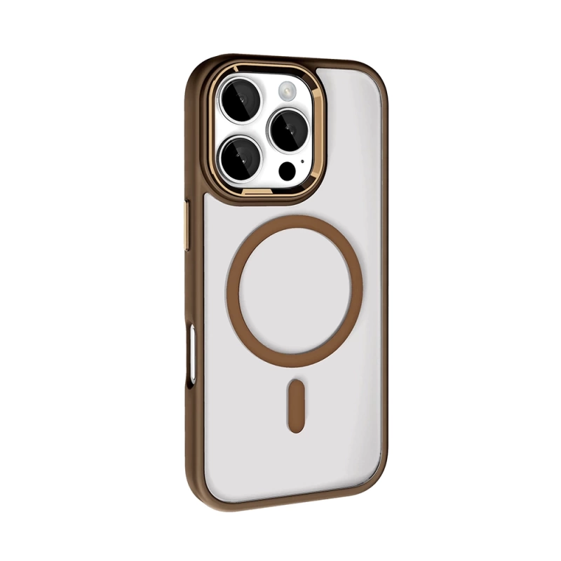 Apple iPhone 16 Pro Kılıf Wireless Şarj Özellikli Zore Krom M-safe Silikon Kapak
