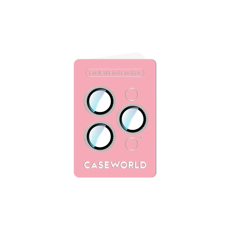 Apple iPhone 16 Pro Max CaseWorld Alloy Sparkling Diamond Serisi Taşlı Lens Koruyucu