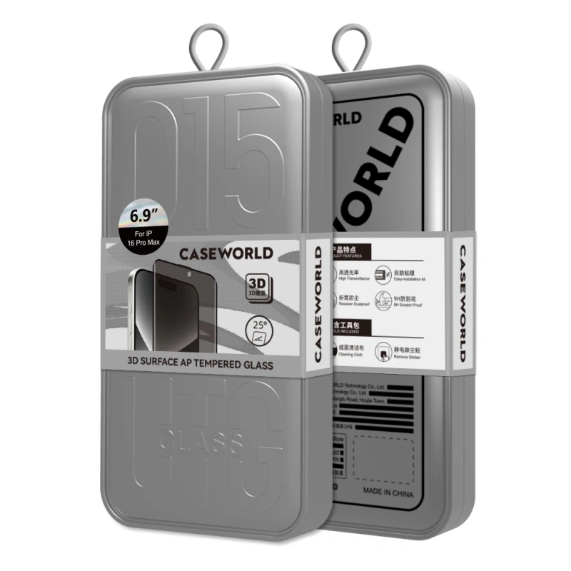 Apple iPhone 16 Pro Max CaseWorld HD Serisi 0.25mm Privacy Temperli Cam Ekran Koruyucu