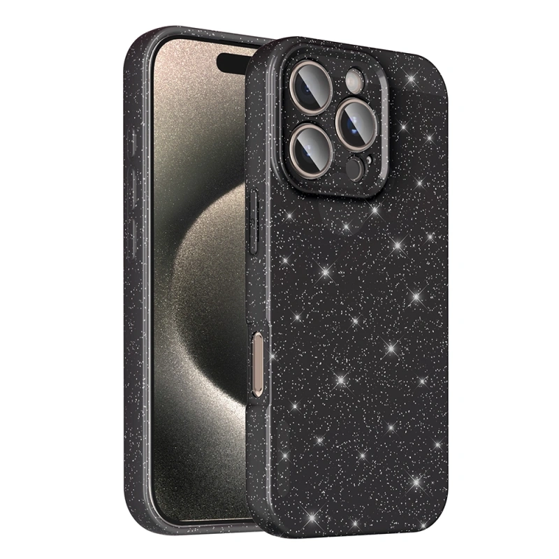 Apple iPhone 16 Pro Max Kılıf Kamera Korumalı Simli Lüks Zore Koton Kapak