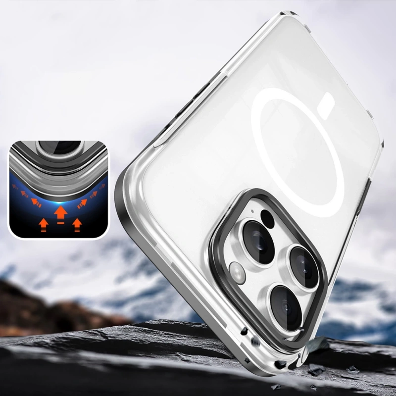 Apple iPhone 16 Pro Max Kılıf M-safe Şarj Özellikli Çıkarılabilir Arka Yüzeyli Zore Polar Kapak