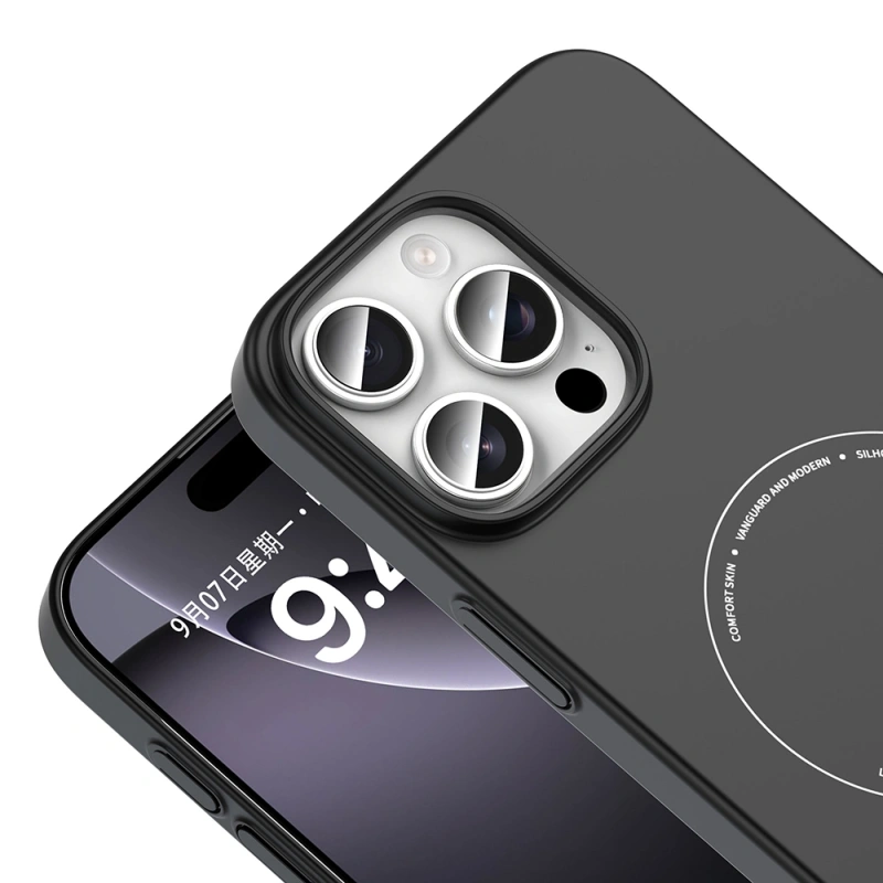 Apple iPhone 16 Pro Max Kılıf M-Safe Şarj Özellikli Kamera Korumalı Zore Elio Sert PC Kapak