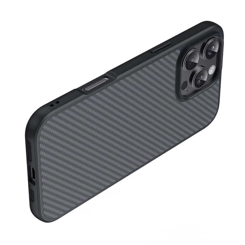 Apple iPhone 16 Pro Max Kılıf M-safe Şarj Özellikli Karbon Fiber Tasarımlı Zore Elnino Kapak
