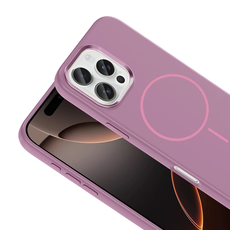 Apple iPhone 16 Pro Max Kılıf M-Safe Şarj Özellikli Metal Kamera Çerçeveli Zore Edi Silikon Kapak