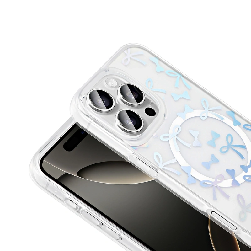Apple iPhone 16 Pro Max Kılıf M-Safe Şarj Özellikli Şeffaf Zore Folk Sert Kapak