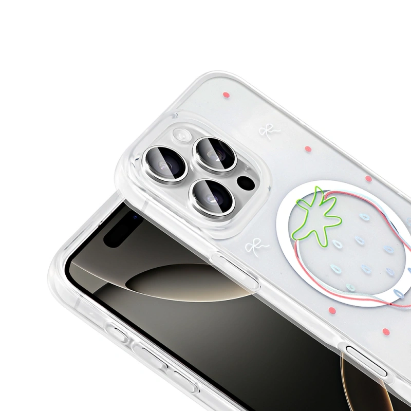 Apple iPhone 16 Pro Max Kılıf M-Safe Şarj Özellikli Şeffaf Zore Folk Sert Kapak