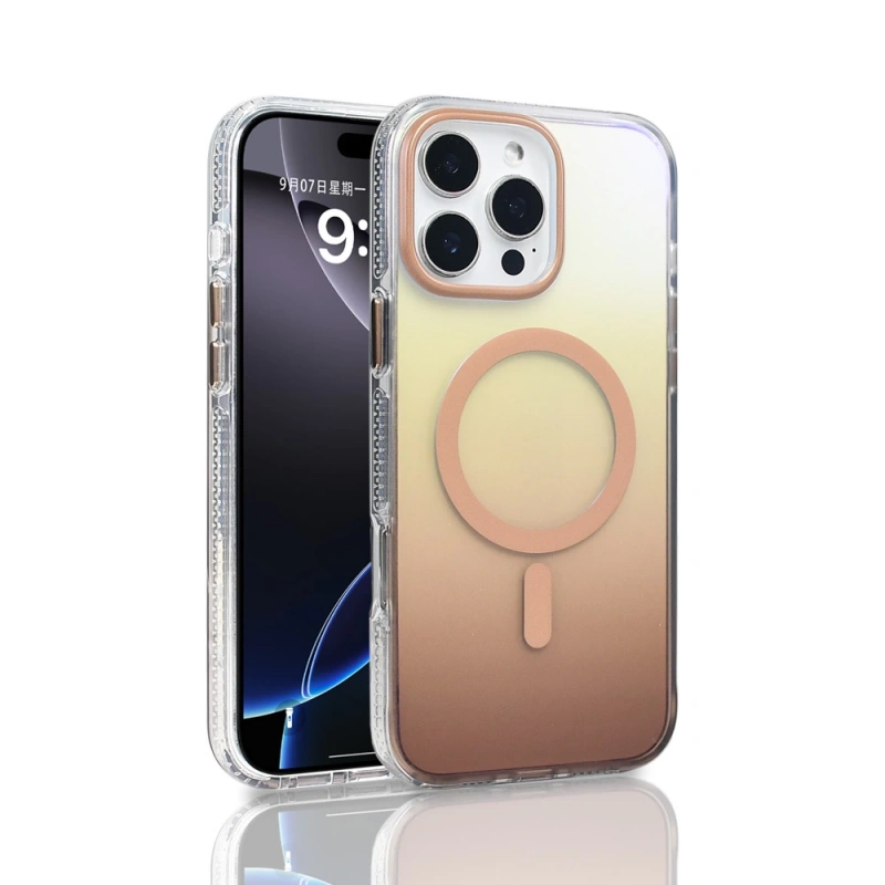 Apple iPhone 16 Pro Max Kılıf M-safe Şarj Özellikli Transparan Renk Geçişli Zore Toros Kapak