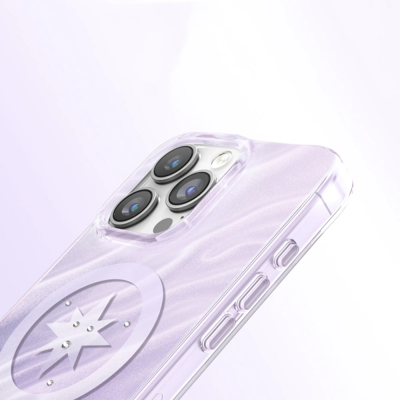 Apple iPhone 16 Pro Max Kılıf M-Safe Şarj Özellikli Orjinal Swarovski Taşlı Zore Paris Rovix Sert PC Kapak