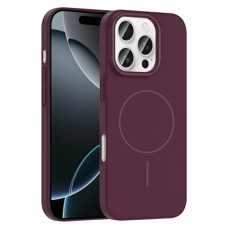 Apple iPhone 16 Pro Max Kılıf M-safe Şarj Özellikli Zore Ruby Sert Kapak