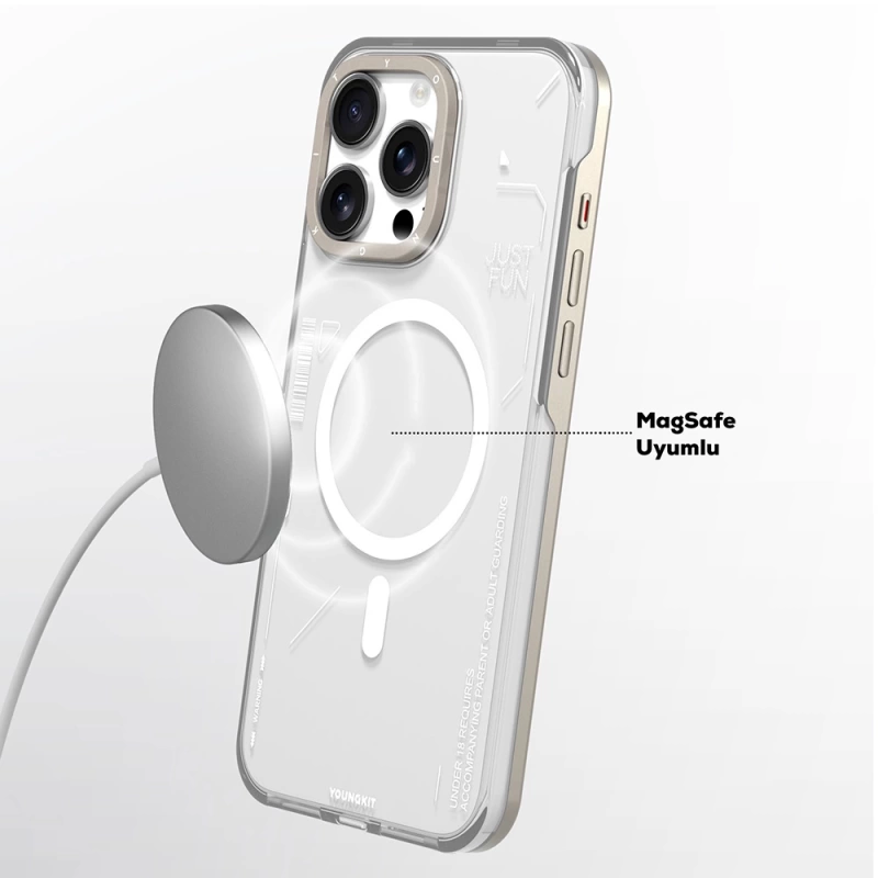 Apple iPhone 16 Pro Max Kılıf Magsafe Şarj Özellikli Çıkarılabilir Arka Yüzeyli Youngkit Mecha Kapak