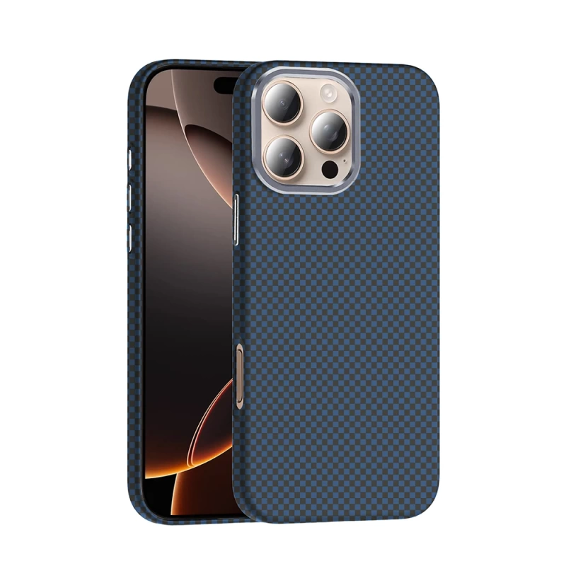 Apple iPhone 16 Pro Max Kılıf M-safe Şarj Özellikli Karbon Fiber Görünümlü Zore Gros Kapak
