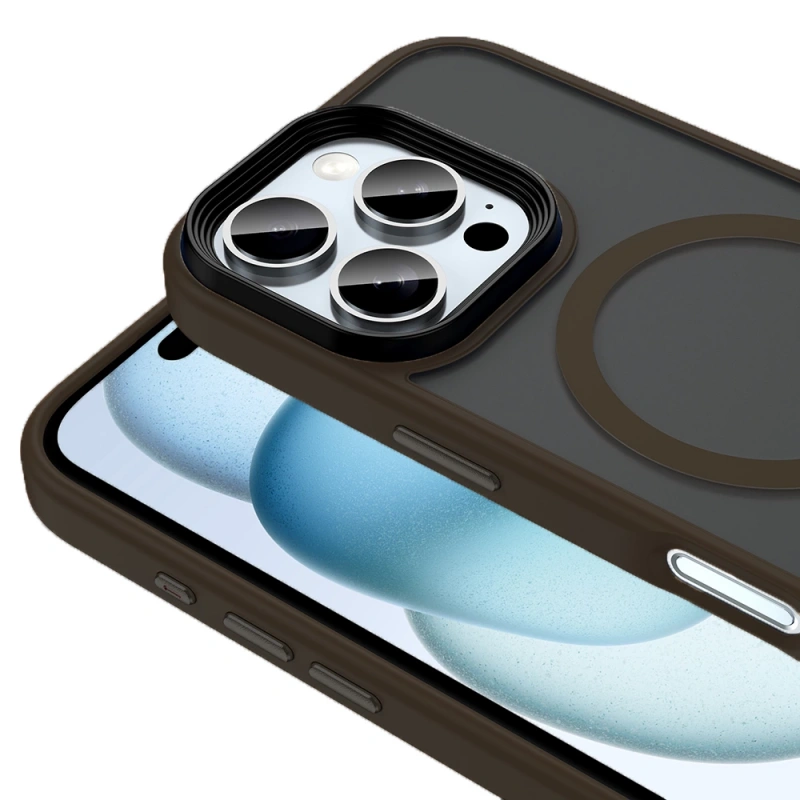 Apple iPhone 16 Pro Max Kılıf Mat Arka Yüzey Wireless Şarj Özellikli Zore Flet M-safe Kapak