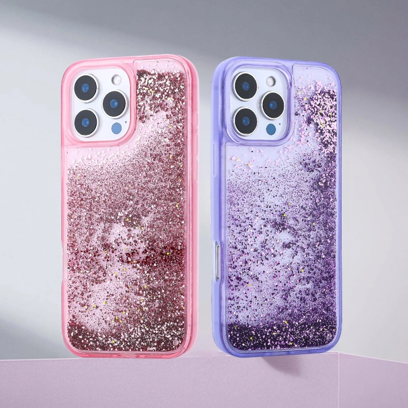 Apple iPhone 16 Pro Max Kılıf Sıvılı Simli Şeffaf Arka Yüzey Zore Keto Silikon Kapak