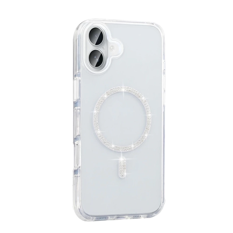 Apple iPhone 16 Pro Max Kılıf Taşlı Tasarım M-safe Şarj Özellikli Zore Koment Silikon Kapak