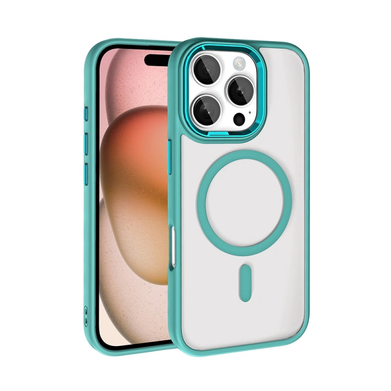 Apple iPhone 16 Pro Max Kılıf Wireless Şarj Özellikli Zore Krom M-safe Silikon Kapak