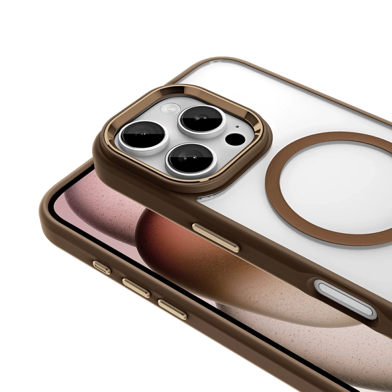 Apple iPhone 16 Pro Max Kılıf Wireless Şarj Özellikli Zore Krom M-safe Silikon Kapak