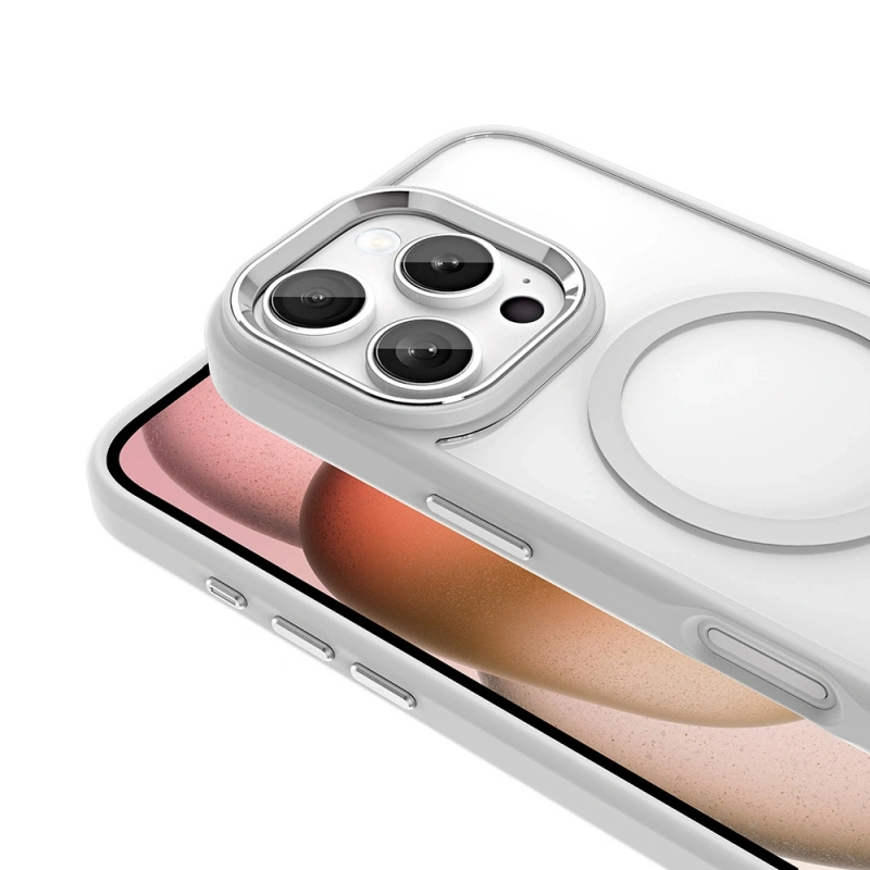 Apple iPhone 16 Pro Max Kılıf Wireless Şarj Özellikli Zore Krom M-safe Silikon Kapak