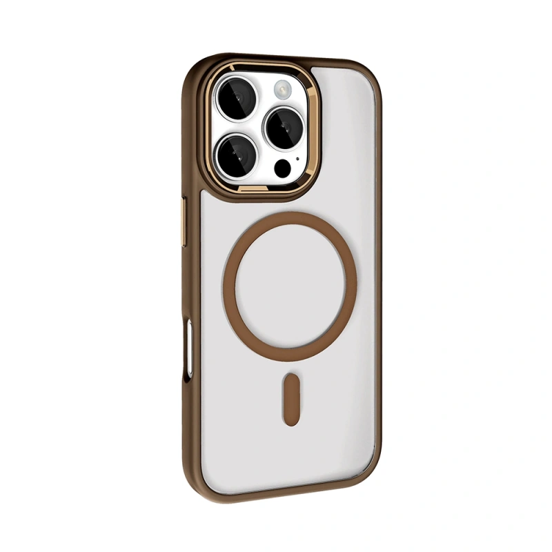 Apple iPhone 16 Pro Max Kılıf Wireless Şarj Özellikli Zore Krom M-safe Silikon Kapak