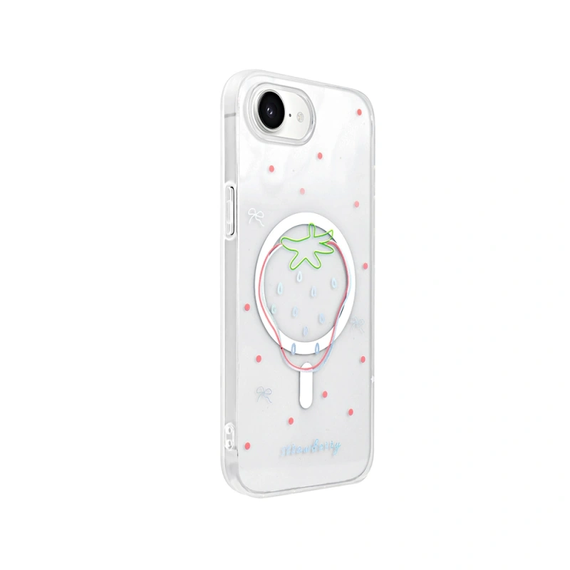 Apple iPhone 16E Kılıf M-Safe Şarj Özellikli Şeffaf Zore Folk Sert Kapak