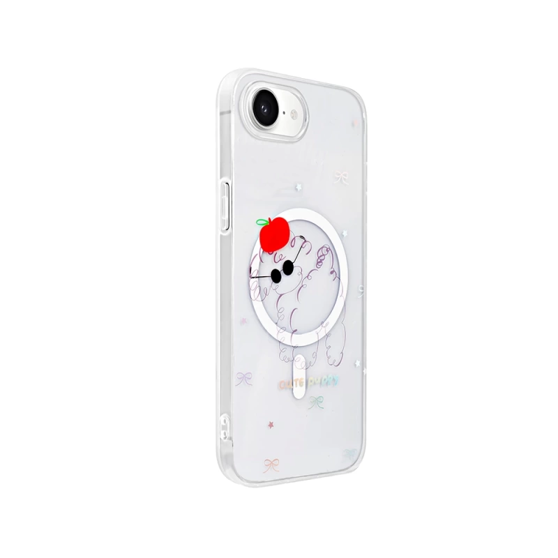 Apple iPhone 16E Kılıf M-Safe Şarj Özellikli Şeffaf Zore Folk Sert Kapak