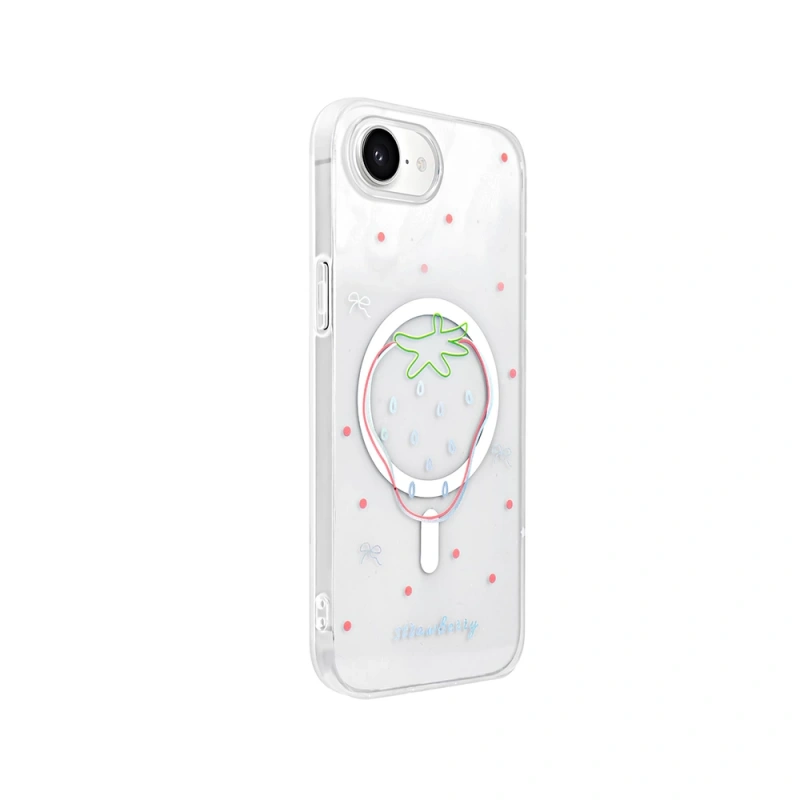 Apple iPhone 16E Kılıf M-Safe Şarj Özellikli Şeffaf Zore Folk Sert Kapak