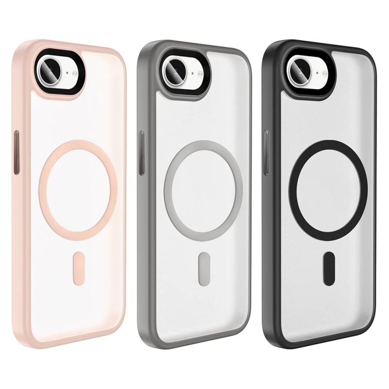 Apple iPhone 16E Kılıf Mat Arka Yüzey Wireless Şarj Özellikli Zore Flet M-safe Kapak