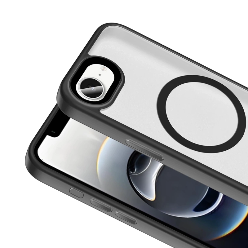 Apple iPhone 16E Kılıf Mat Arka Yüzey Wireless Şarj Özellikli Zore Flet M-safe Kapak