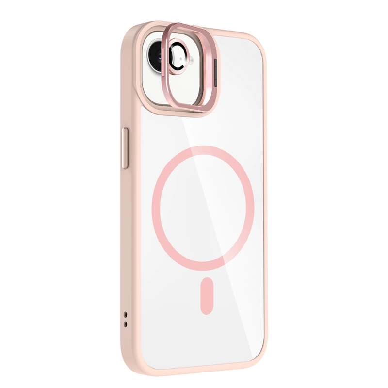 Apple iPhone 16E Kılıf Standlı ve Kamera Lens Hediyeli M-Safe Şarj Özellikli Zore Etro Kapak