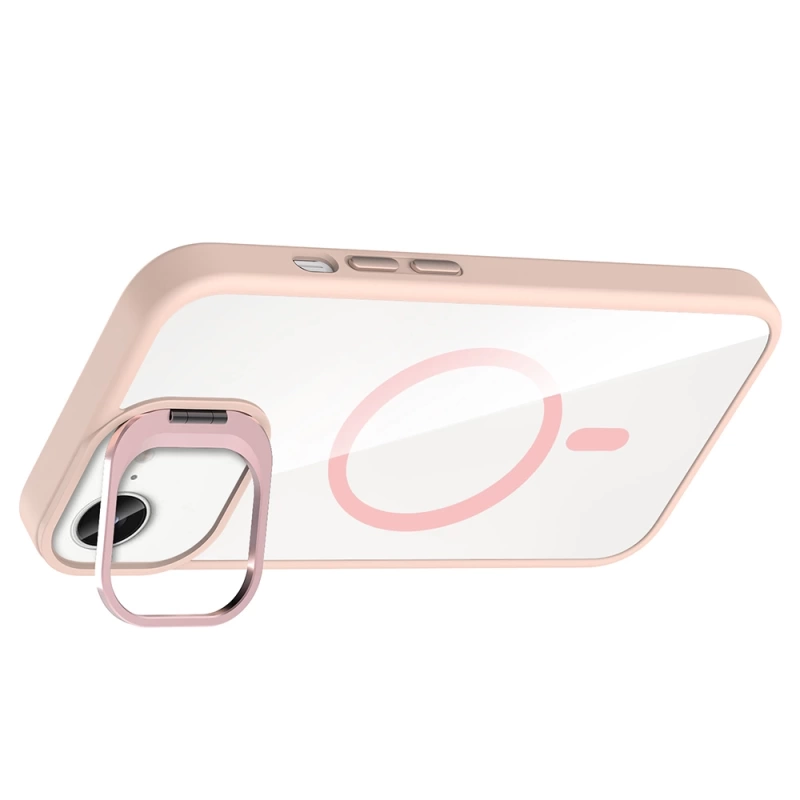 Apple iPhone 16E Kılıf Standlı ve Kamera Lens Hediyeli M-Safe Şarj Özellikli Zore Etro Kapak