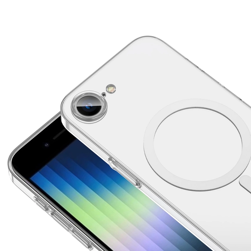Apple iPhone 16E Kılıf Zore M-safe Şarj Özellikli Şeffaf Kamera Çerçeveli Porto Kapak