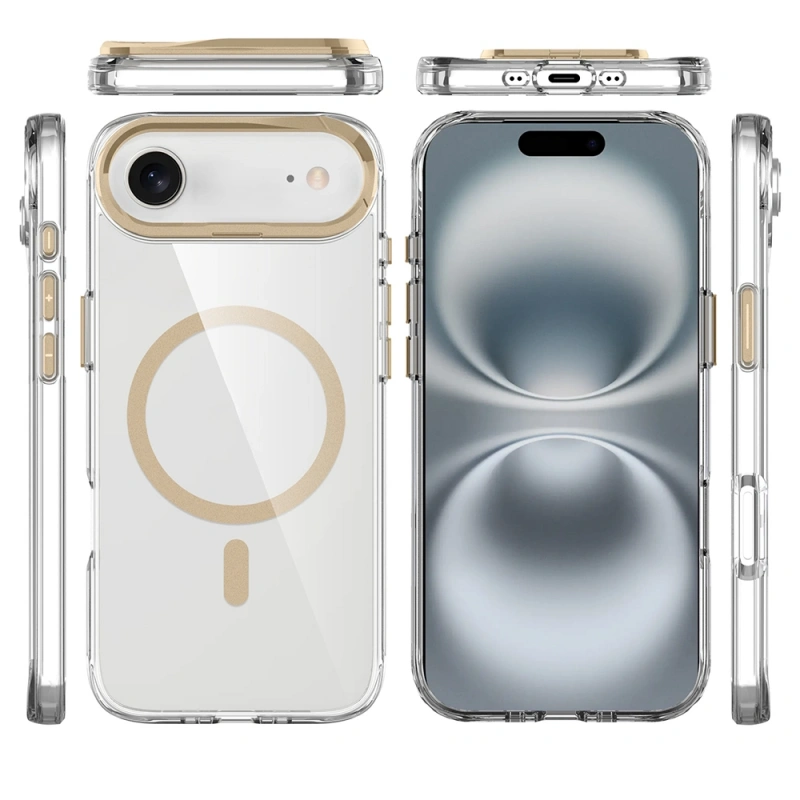 Apple iPhone 17 Air Kılıf M-safe Şarj Özellikli Airbagli Kamera Standlı Zore Azor Kapak