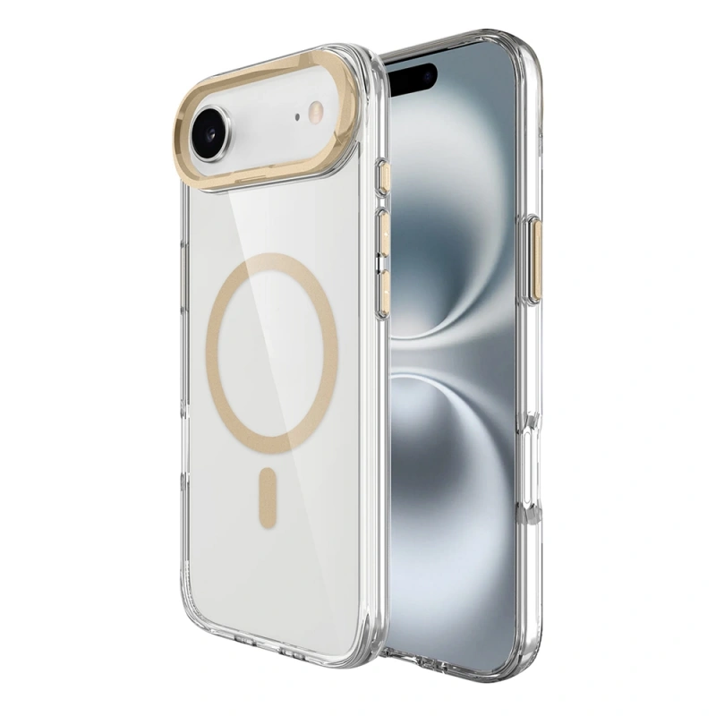 Apple iPhone 17 Air Kılıf M-safe Şarj Özellikli Airbagli Kamera Standlı Zore Azor Kapak