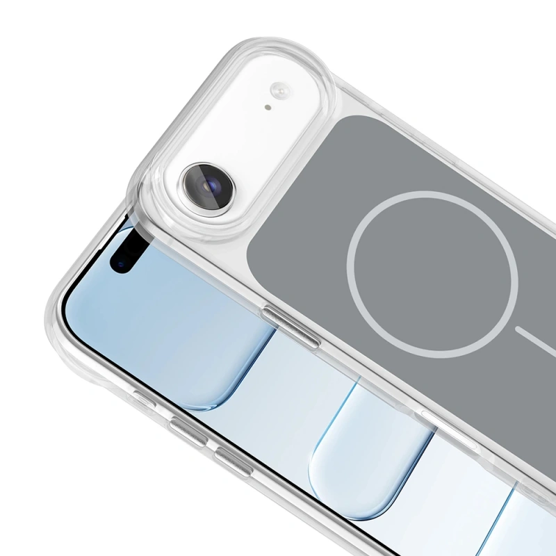 Apple iPhone 17 Air Kılıf M-Safe Şarj Özellikli Metal Buton Tasarımlı Zore İkonik Sert Silikon Kapak