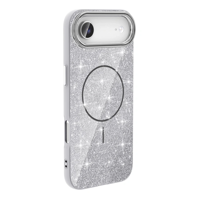 Apple iPhone 17 Air Kılıf M-safe Şarj Özellikli Parlayan Simli Zore Okso Kapak