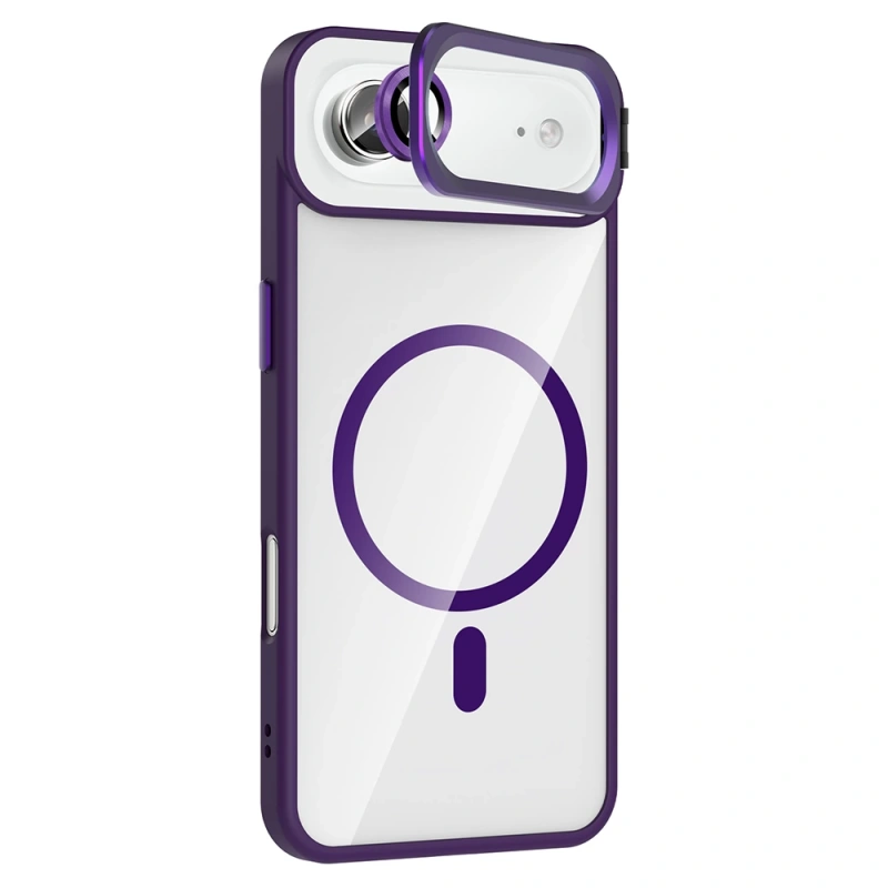 Apple iPhone 17 Air Kılıf Standlı ve Kamera Lens Hediyeli M-Safe Şarj Özellikli Zore Etro Kapak