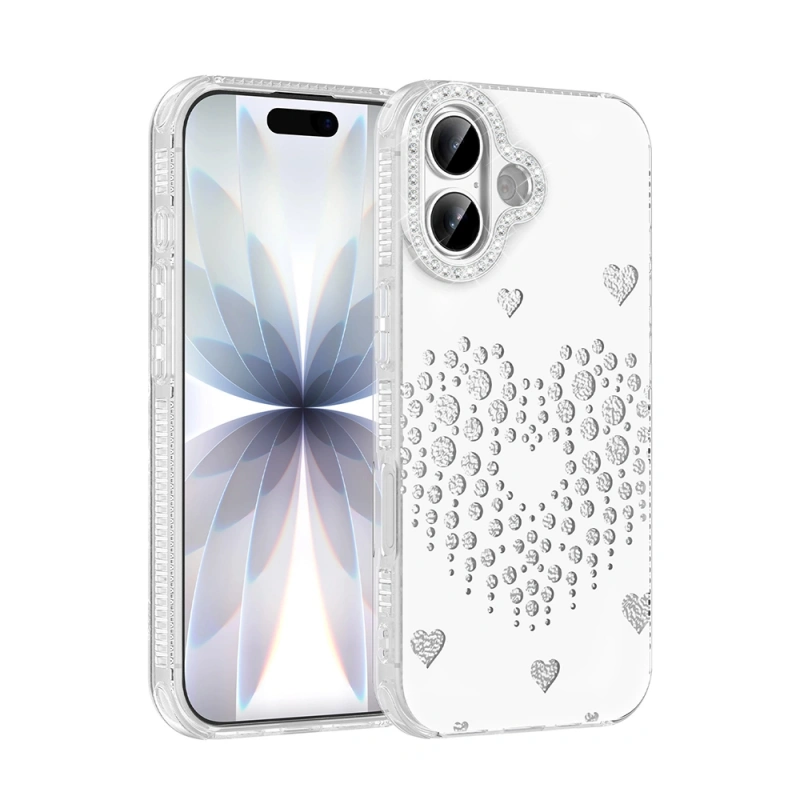 Apple iPhone 17 Kılıf Damla Taşlı Zore Rivas Sert PC Kapak