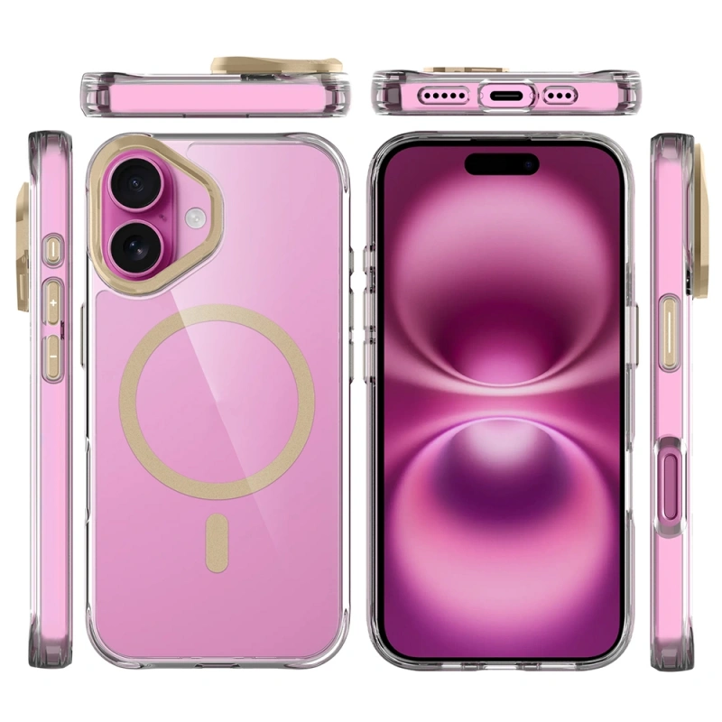 Apple iPhone 17 Kılıf M-safe Şarj Özellikli Airbagli Kamera Standlı Zore Azor Kapak