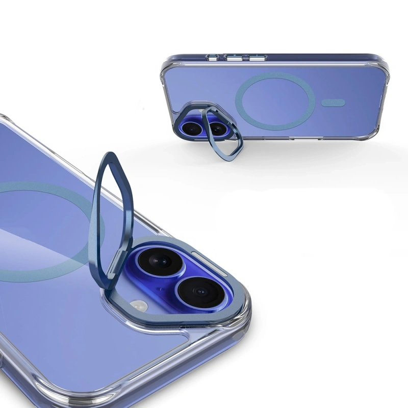 Apple iPhone 17 Kılıf M-safe Şarj Özellikli Airbagli Kamera Standlı Zore Azor Kapak