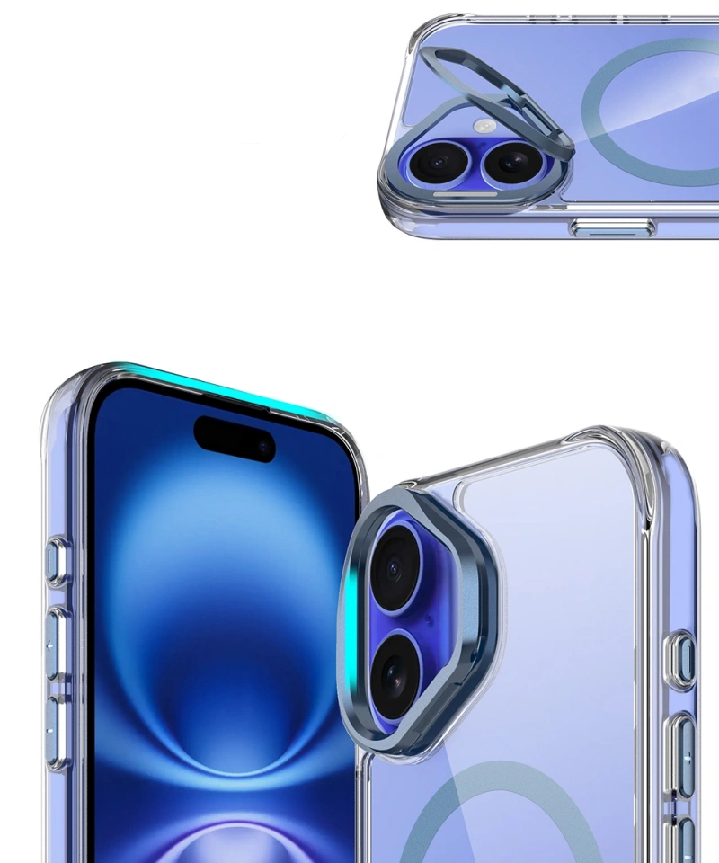 Apple iPhone 17 Kılıf M-safe Şarj Özellikli Airbagli Kamera Standlı Zore Azor Kapak